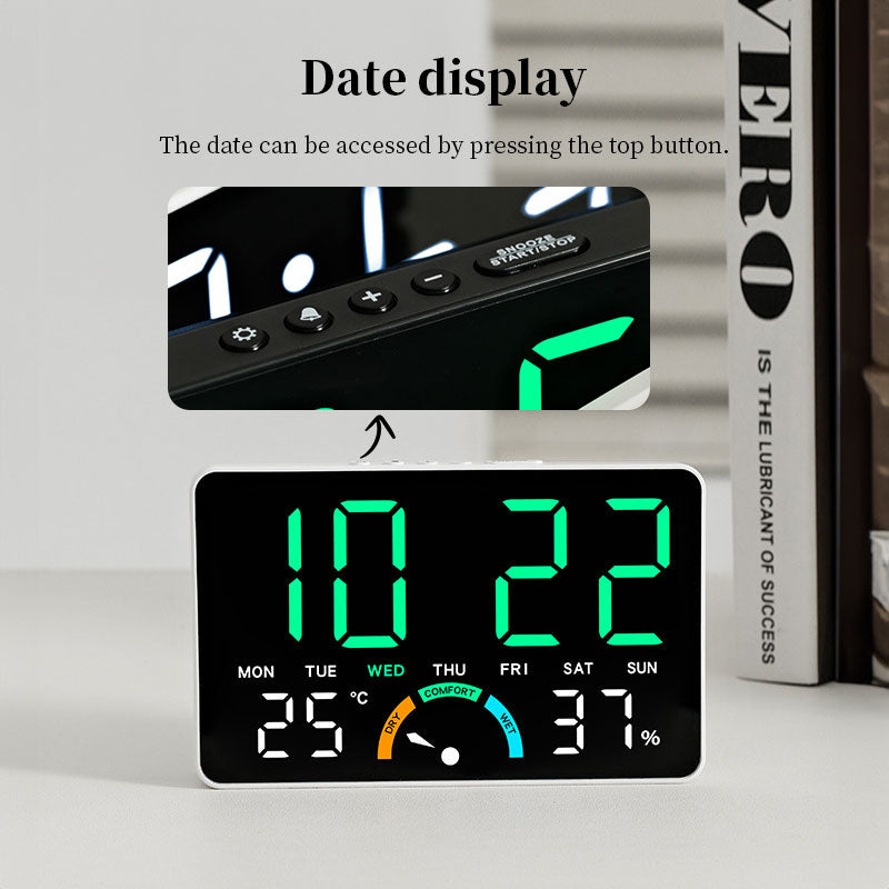 Large LED Digital Alarm Clock with Temperature, Humidity & Comfort Level Display