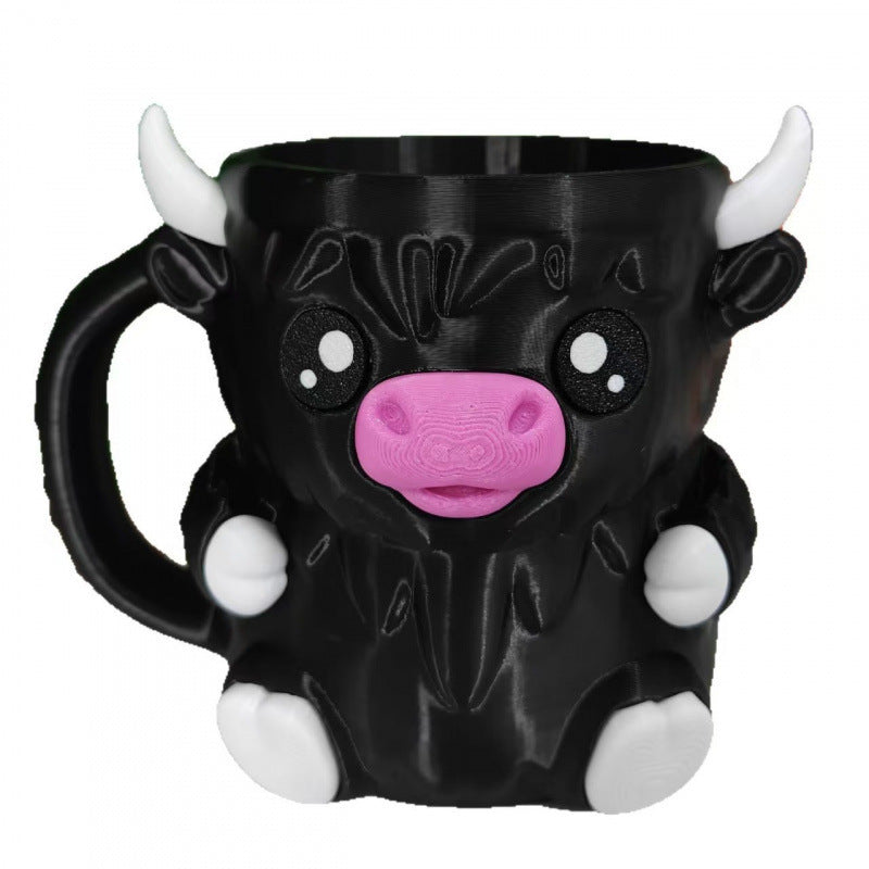 Highland Cow & Penguin Ice Cream Pint Holder Mug | Cute Ceramic Animal Cup