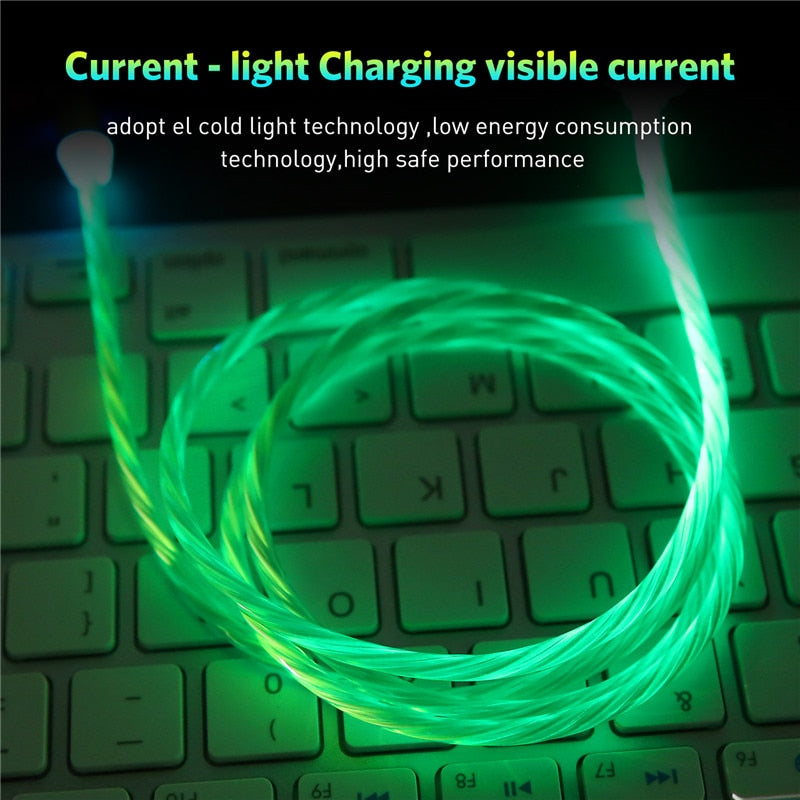 Flowing-Light Magnetic LED Charging Cable with Interchangeable Tips