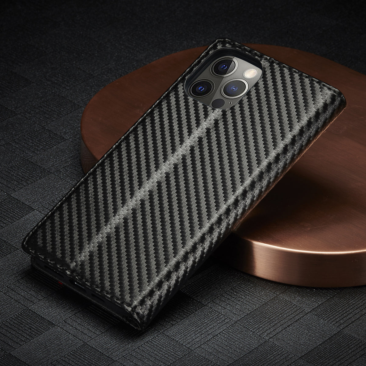 Carbon Fiber Magnetic Flip Case for iPhone 13 Series