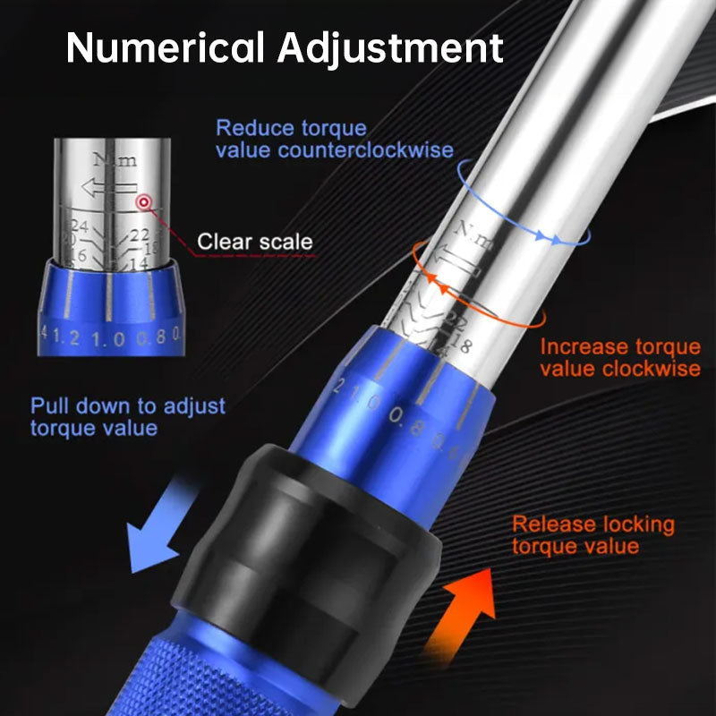 15-Piece Bike Torque Wrench Set – Adjustable 2-24Nm Preset Ratchet, 1/4" Drive