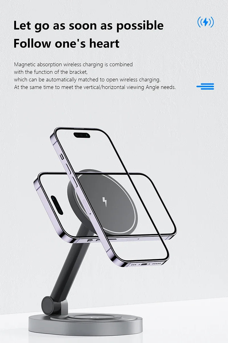 3-in-1 Magnetic Wireless Charging Stand for Phone, Watch and Earbuds