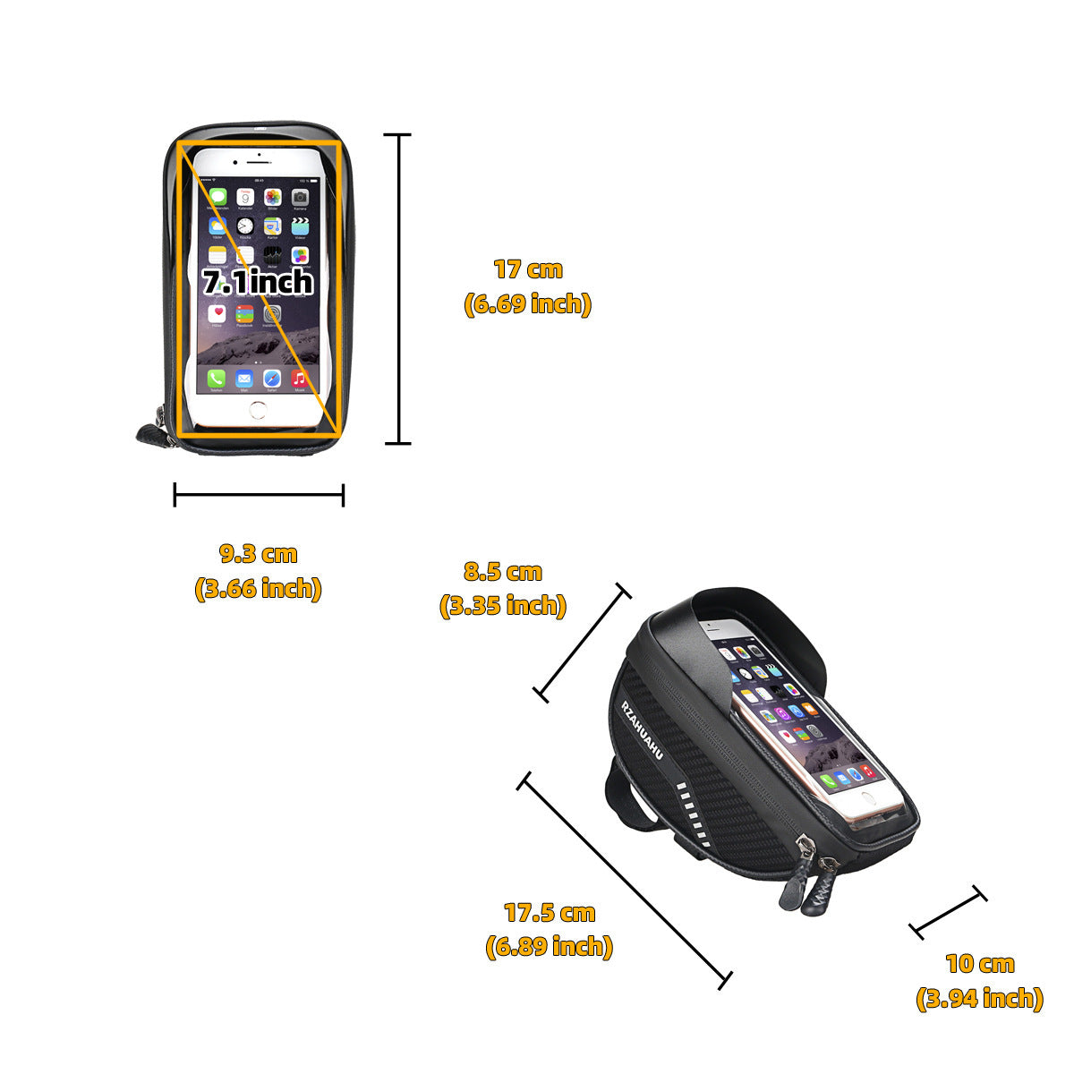 1.2L Bicycle Top-Tube Phone Bag with Touchscreen Window