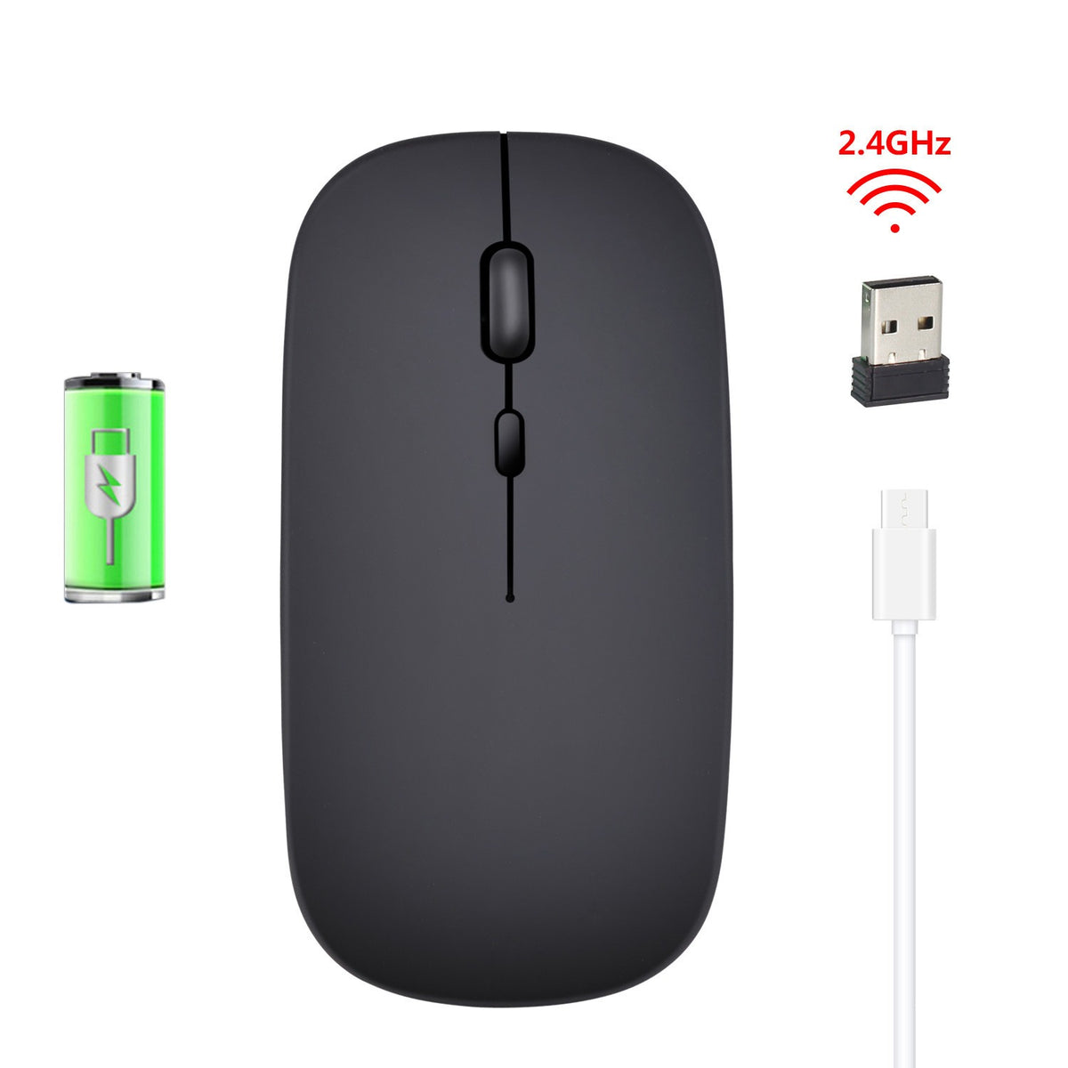 Rechargeable 2.4G Wireless Mouse with Silent Clicks