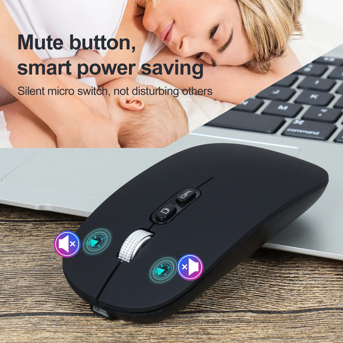 Rechargeable 2.4G Wireless Mouse with Silent Clicks