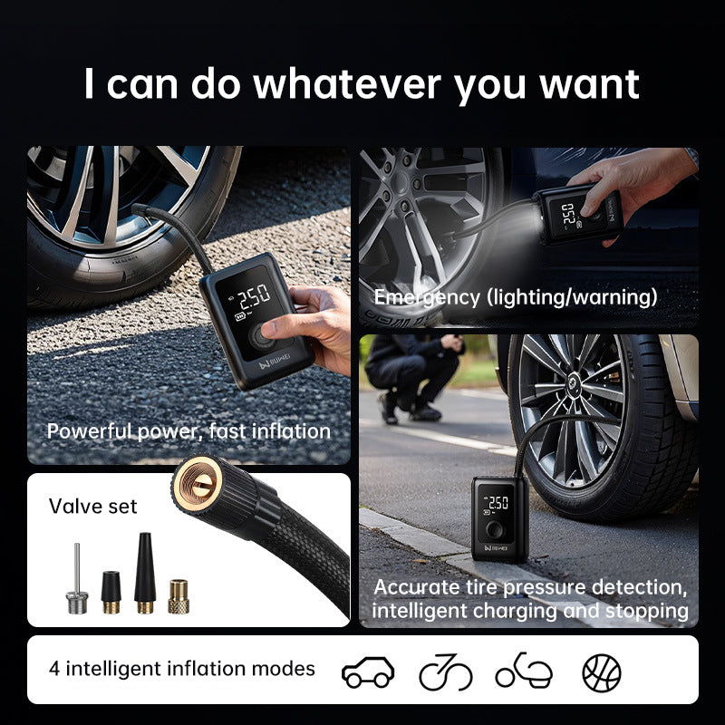 Rechargeable Electric Tire Inflator Pump – 150 PSI with LCD Display & LED Light, for Cars, Bikes & More