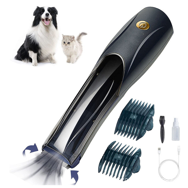 Cordless Pet Hair Clipper – Ceramic Blade, Built-In Hair Collection Chamber, USB Rechargeable | Cats & Dogs | 3 Colors