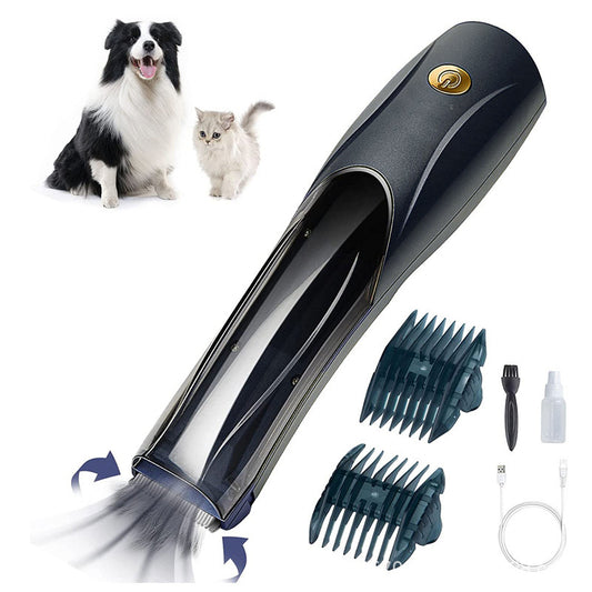Cordless Pet Hair Clipper – Ceramic Blade, Built-In Hair Collection Chamber, USB Rechargeable | Cats & Dogs | 3 Colors