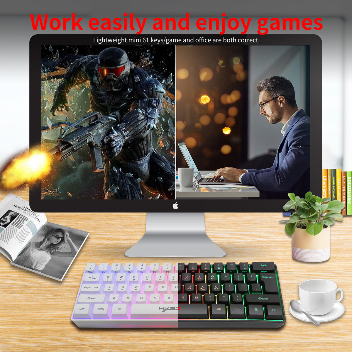 61-Key Bluetooth & 2.4G Wireless RGB Keyboard