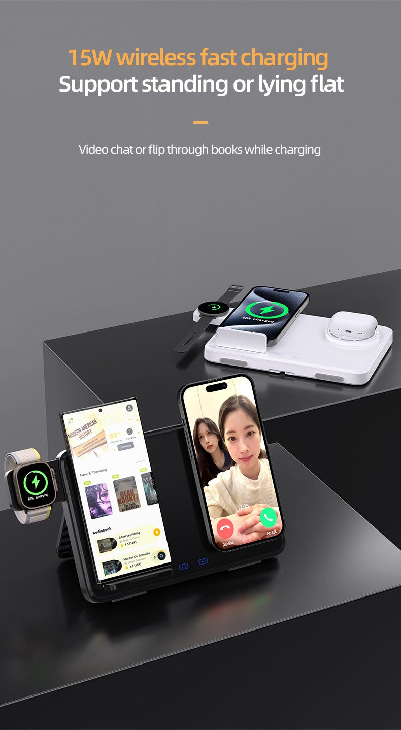3-in-1 Wireless Charging Pad – 15W Fast Charger for iPhone, Apple Watch, AirPods & Samsung