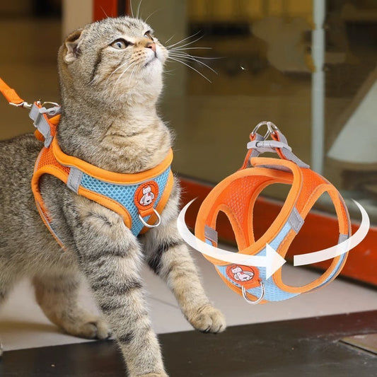 Soft Mesh Pet Harness & Leash Set – Reflective, Breathable, Anti-Escape | Small Dogs & Cats | S–L | 5 Colors