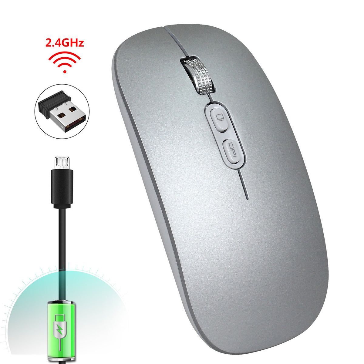 Rechargeable 2.4G Wireless Mouse with Silent Clicks