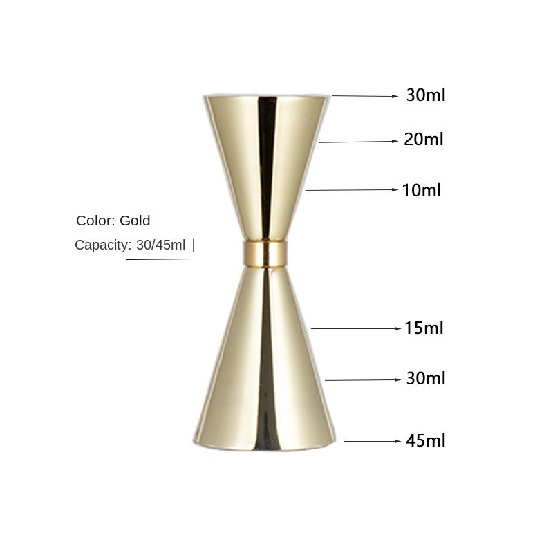 Stainless Steel Dual-Head Cocktail Jigger – Gold Ring Hourglass Measuring Cup