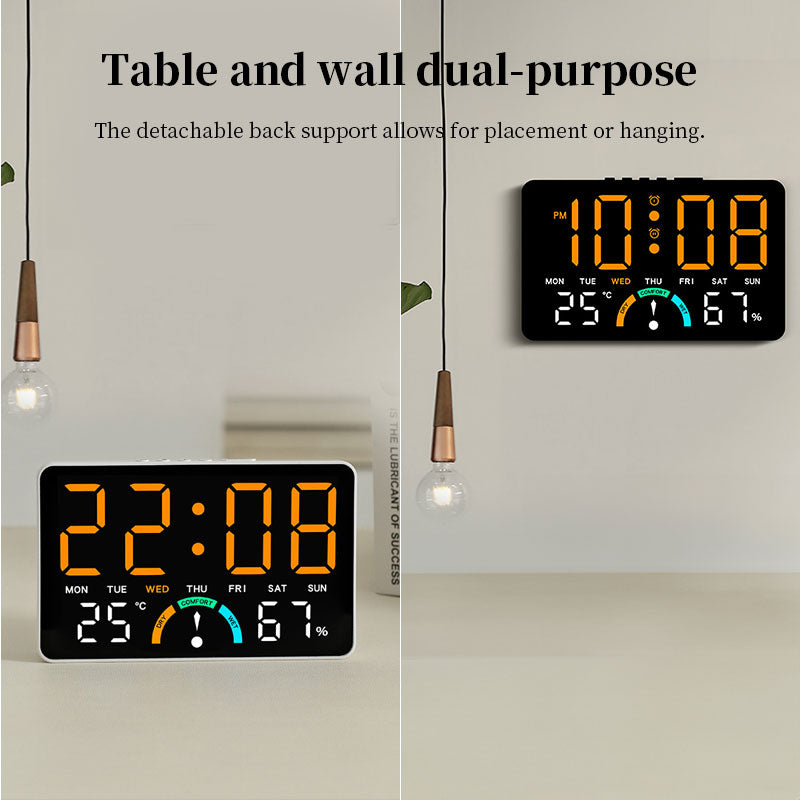 Large LED Digital Alarm Clock with Temperature, Humidity & Comfort Level Display