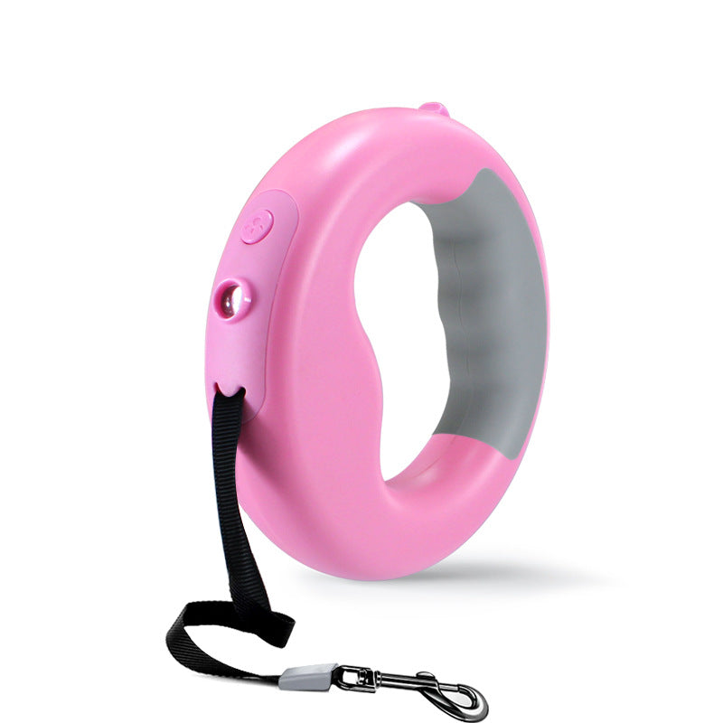 LED Retractable Dog Leash with Built-In Flashlight – 3M Flat Cord, USB Rechargeable, Ring Handle | Up to 44 lbs | 4 Colors
