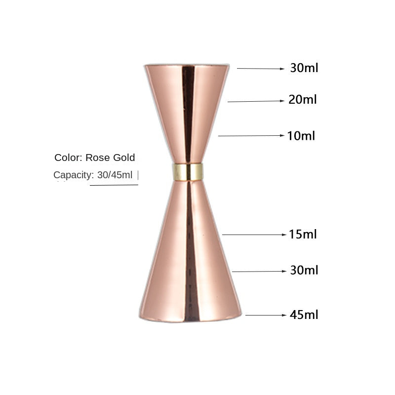 Stainless Steel Dual-Head Cocktail Jigger – Gold Ring Hourglass Measuring Cup