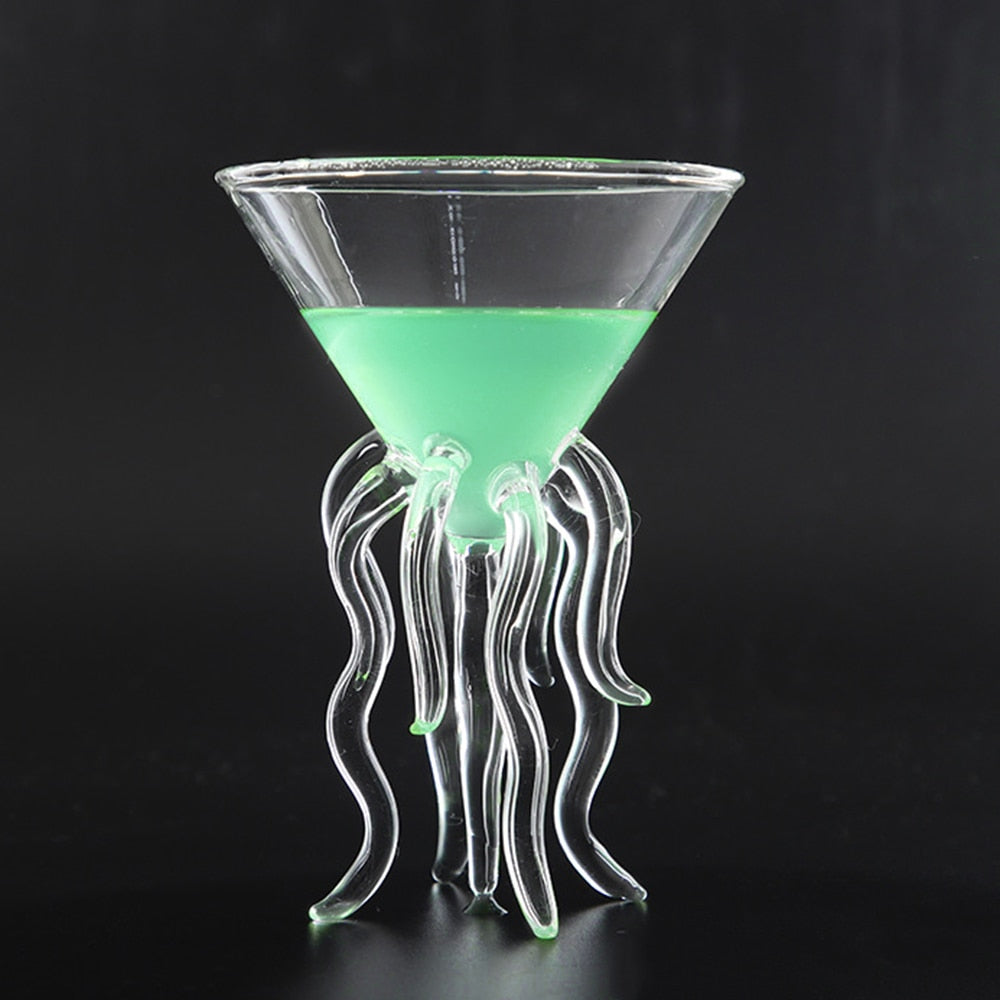 Jellyfish Tentacle Cocktail Glass – Novelty Clear Glass Martini & Champagne Goblet | Unique Bar Gift & Conversation Piece