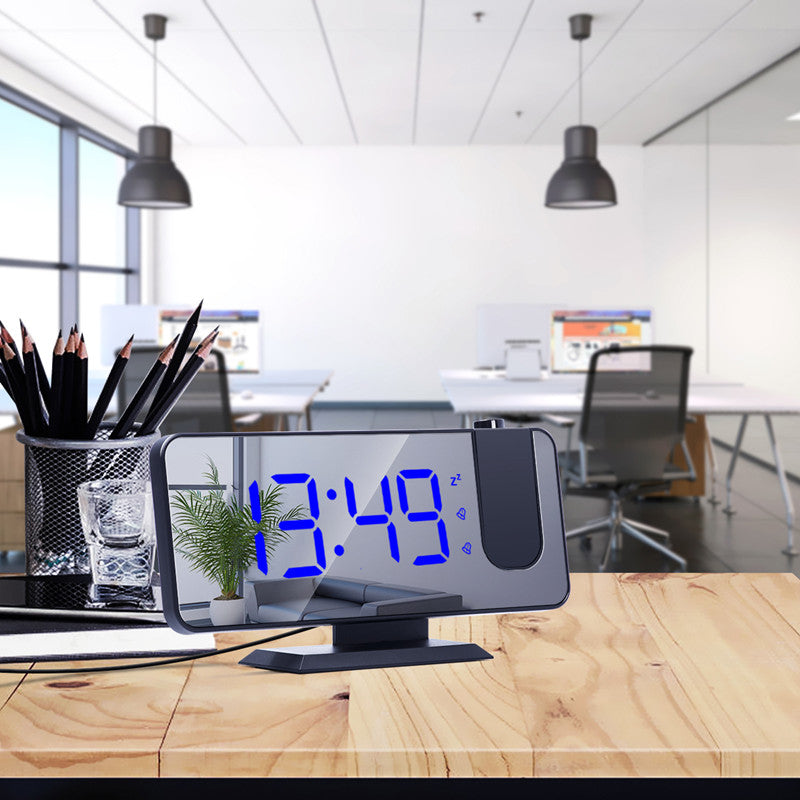 LED Mirror Projection Alarm Clock with RGB Display & Dual Alarms