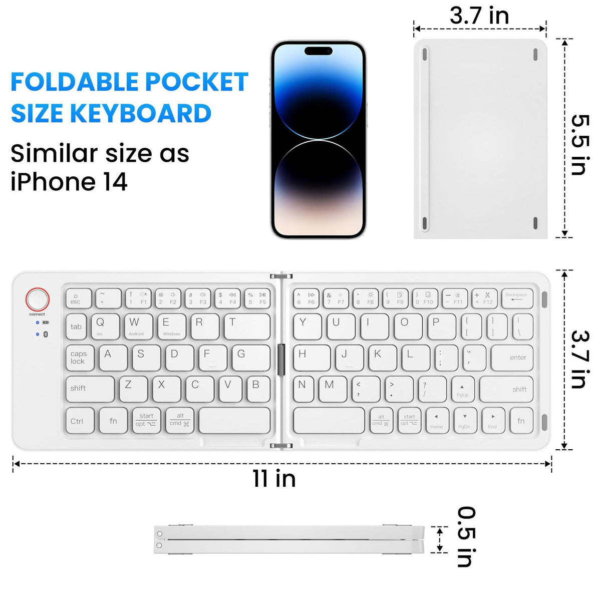 68-Key Ultra-Slim Folding Bluetooth Keyboard