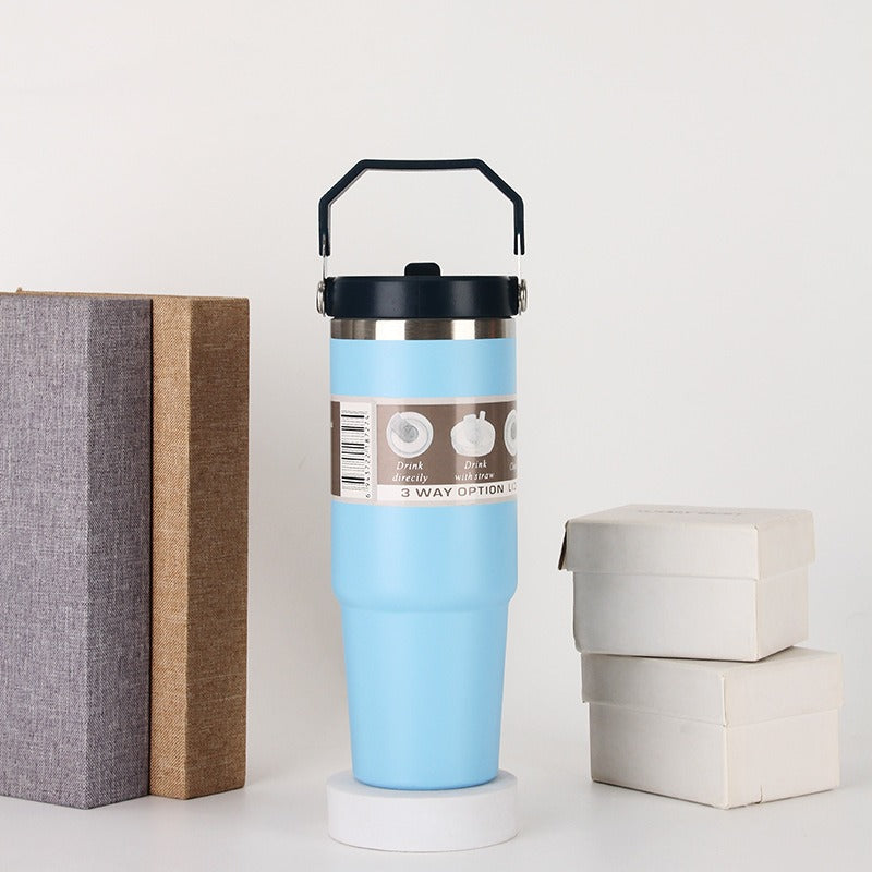 20oz/30oz Insulated Stainless Steel Car Cup with Handle & Lid – Vacuum Travel Tumbler