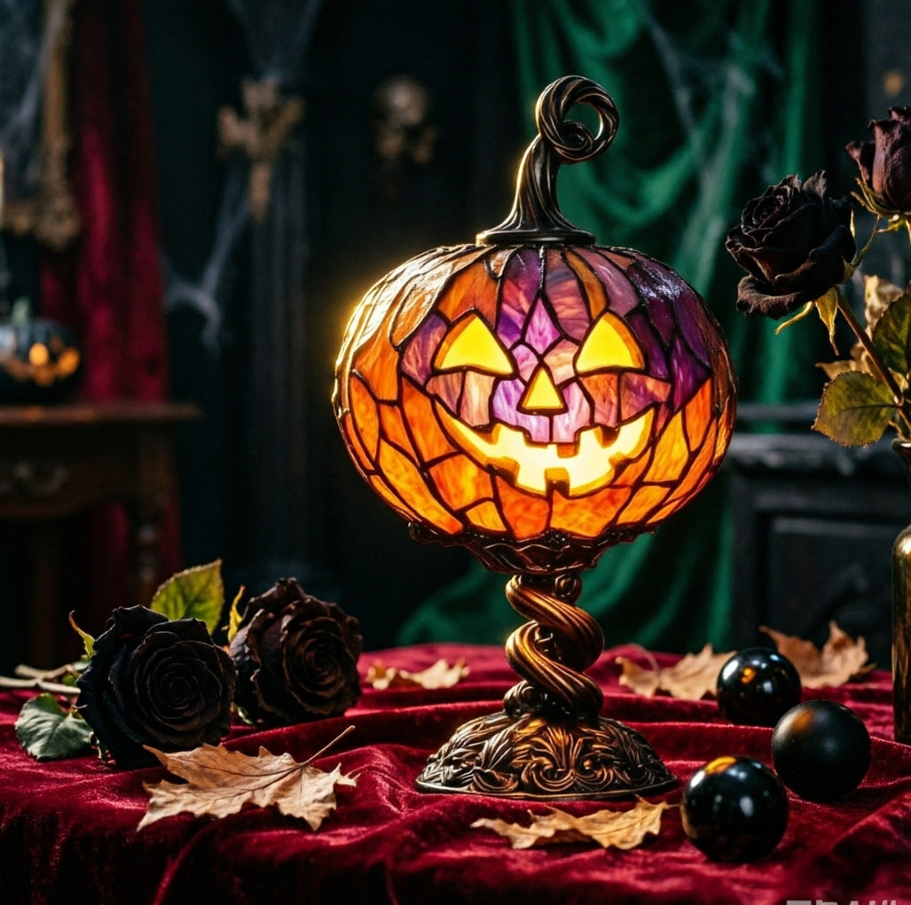 Halloween Glowing Pumpkin Resin Table Lamp