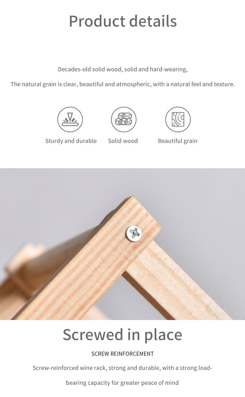 Foldable Solid Wood Wine Rack – Diamond Lattice Countertop Bottle Holder | Natural & Carbonized | 3, 5, 6 & 10 Bottle