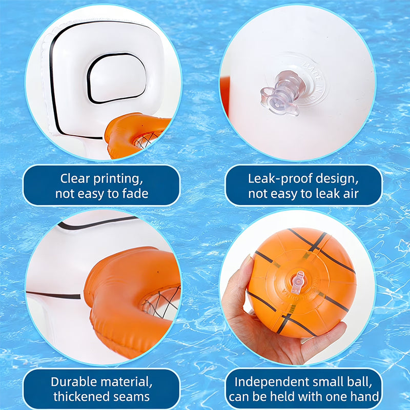 Floating Inflatable Pool Basketball Hoop Set with Mini Ball