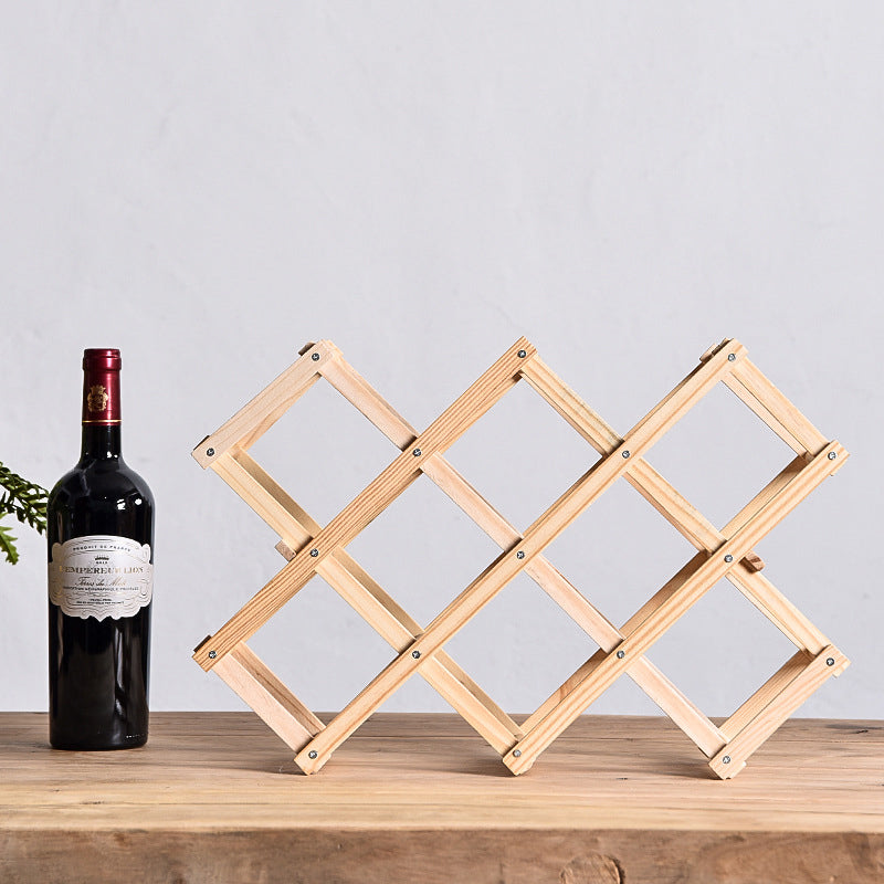 Foldable Solid Wood Wine Rack – Diamond Lattice Countertop Bottle Holder | Natural & Carbonized | 3, 5, 6 & 10 Bottle