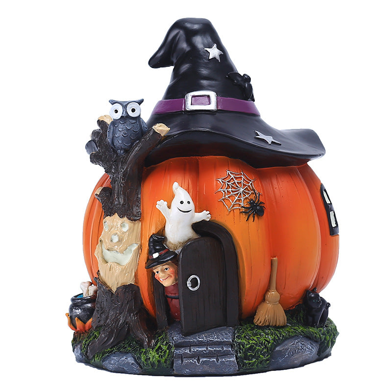 20 cm Halloween Pumpkin House Resin Decoration