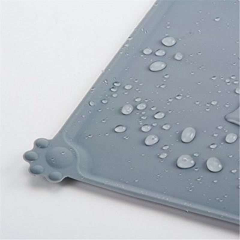 Silicone Pet Feeding Mat with Raised Edges – Waterproof, Non-Slip, Easy Clean | Dogs & Cats | Grey or Black