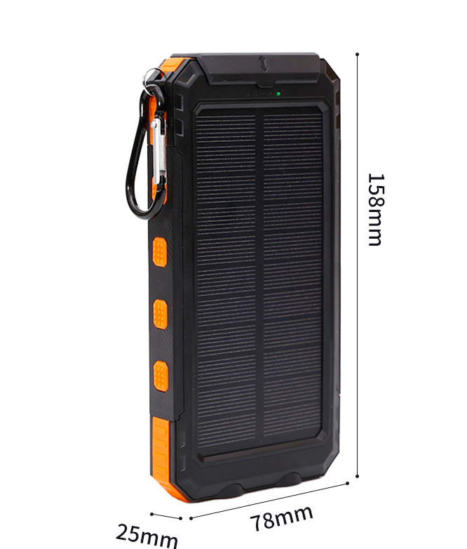 10,000mAh Solar Power Bank with Flashlights & Compass