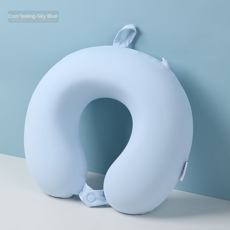 Memory Foam Travel U-Shaped Neck Pillow – Portable Airplane & Nap Pillow with EVA Storage Box