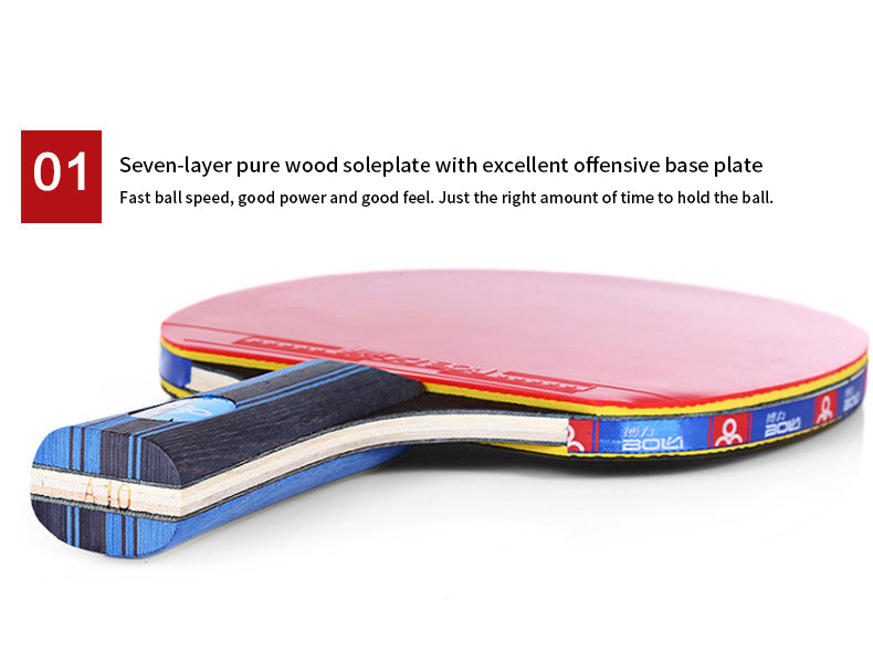 A10 Double-Sided Table Tennis Racket Set with 7-Layer Blade