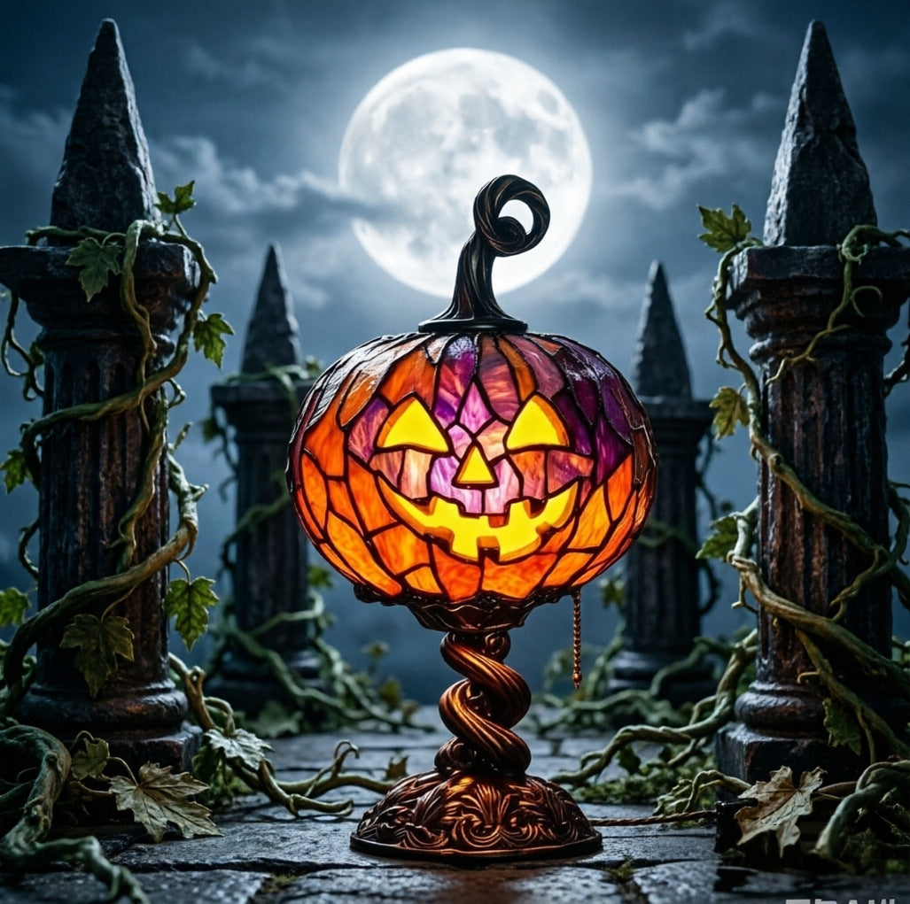 Halloween Glowing Pumpkin Resin Table Lamp