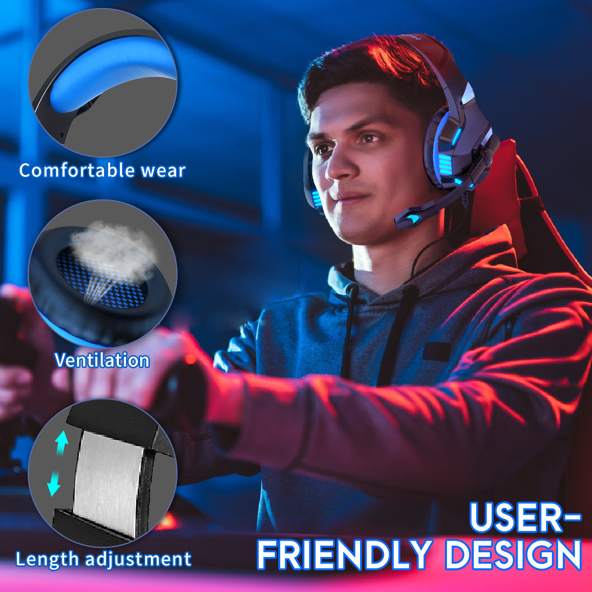 Wired RGB Gaming Headset with 50mm Drivers and Adjustable Microphone