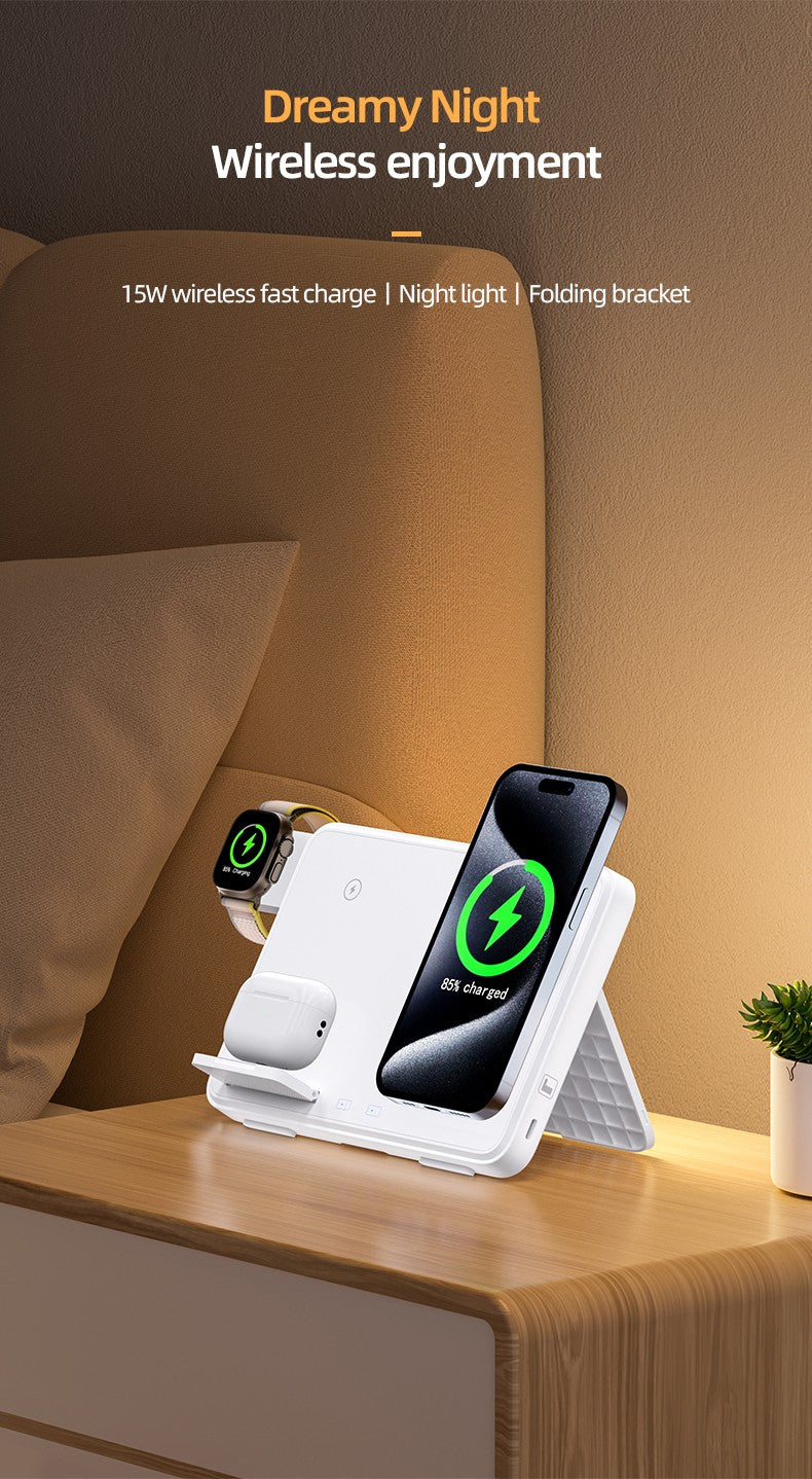 3-in-1 Wireless Charging Pad – 15W Fast Charger for iPhone, Apple Watch, AirPods & Samsung
