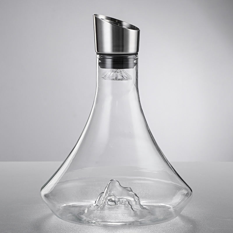 1000ml Wine Decanter with Built-In Aerator & Stainless Steel Pourer – Waterfall Cascade Aerating Carafe | High Borosilicate Glass