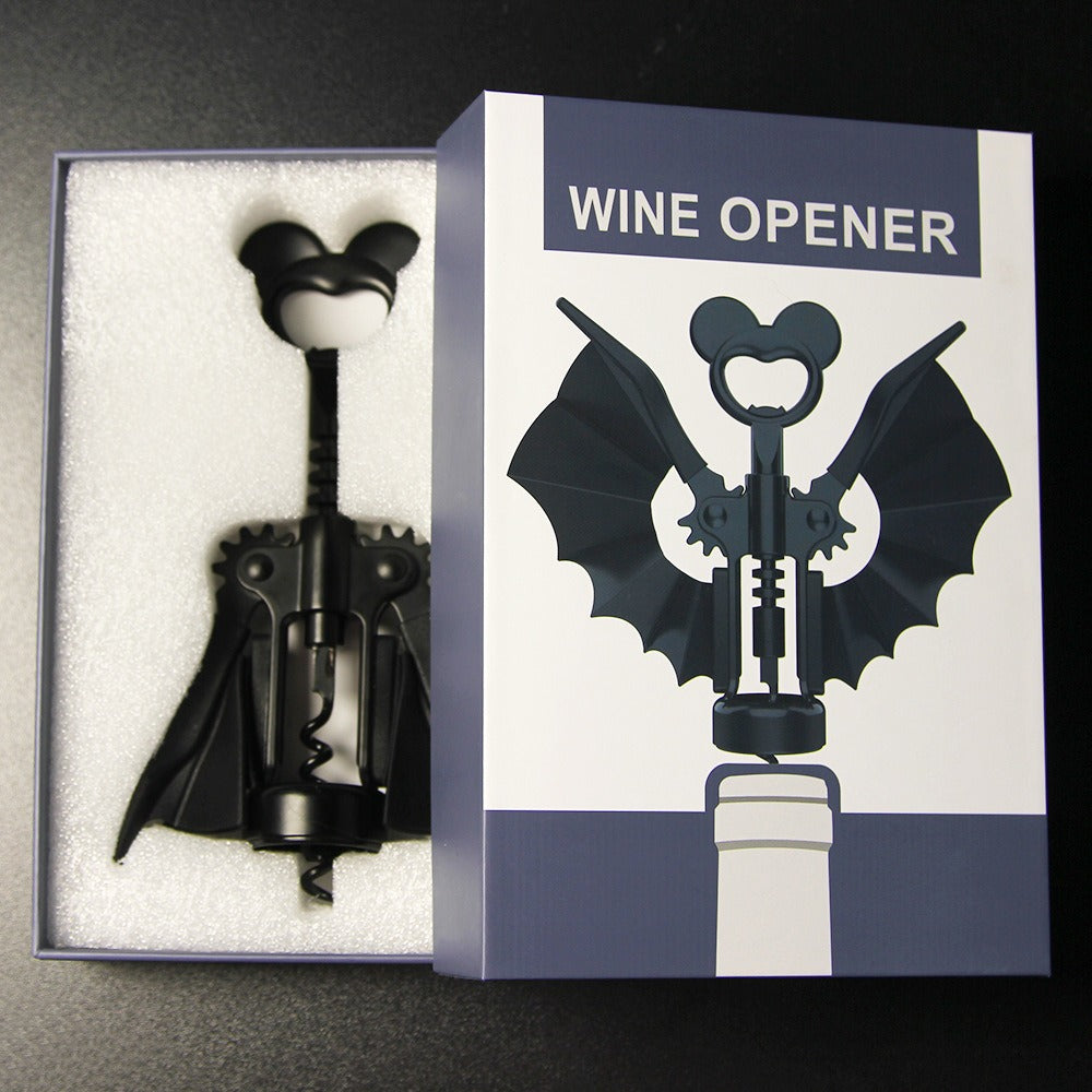 Bat Wing 2-in-1 Corkscrew & Bottle Opener – Novelty Winged Wine Opener Gift Set in Box