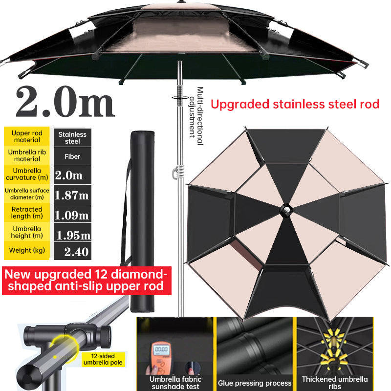 Extra-Large Fishing Umbrella with UV & Light-Rain Protection