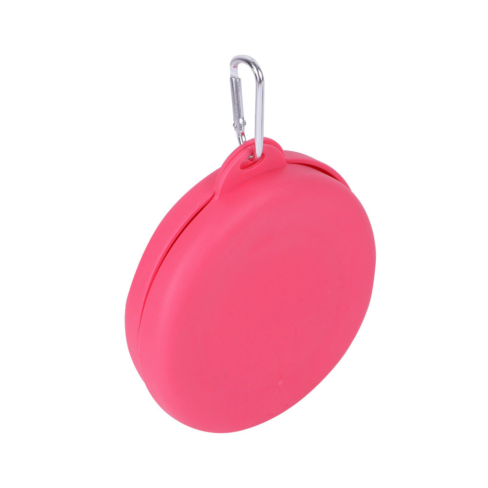 Collapsible Silicone Double Pet Bowl with Carabiner Clip – Foldable, Portable, Food & Water | Cats & Dogs | Grey or Pink