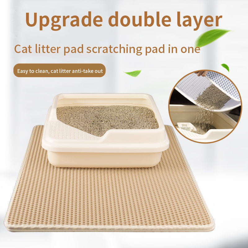 Double-Layer EVA Cat Litter Mat – Honeycomb Trapping, Waterproof Base, Easy Clean | 5 Sizes | 6 Colors