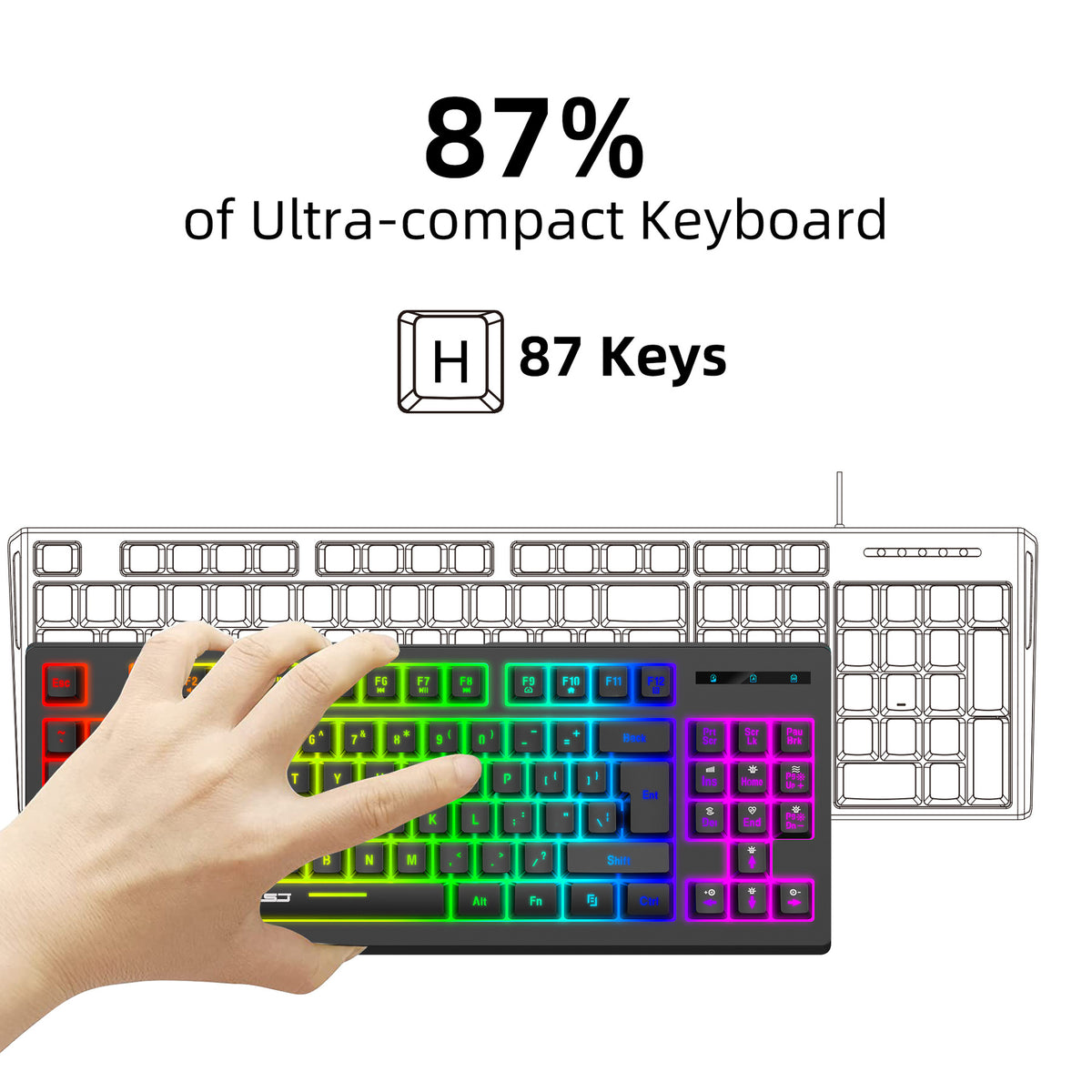 L100 87-Key 2.4G Wireless RGB Membrane Keyboard