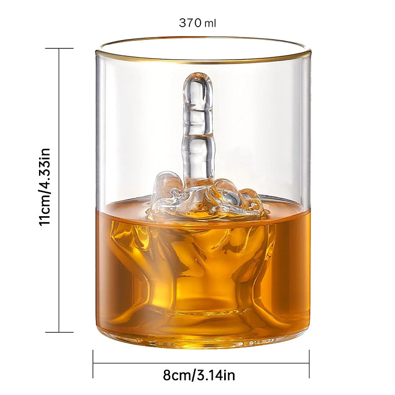 Middle Finger Whiskey Glass – 3D Sculpted Funny Novelty Tumbler for Bourbon, Scotch & Cocktails