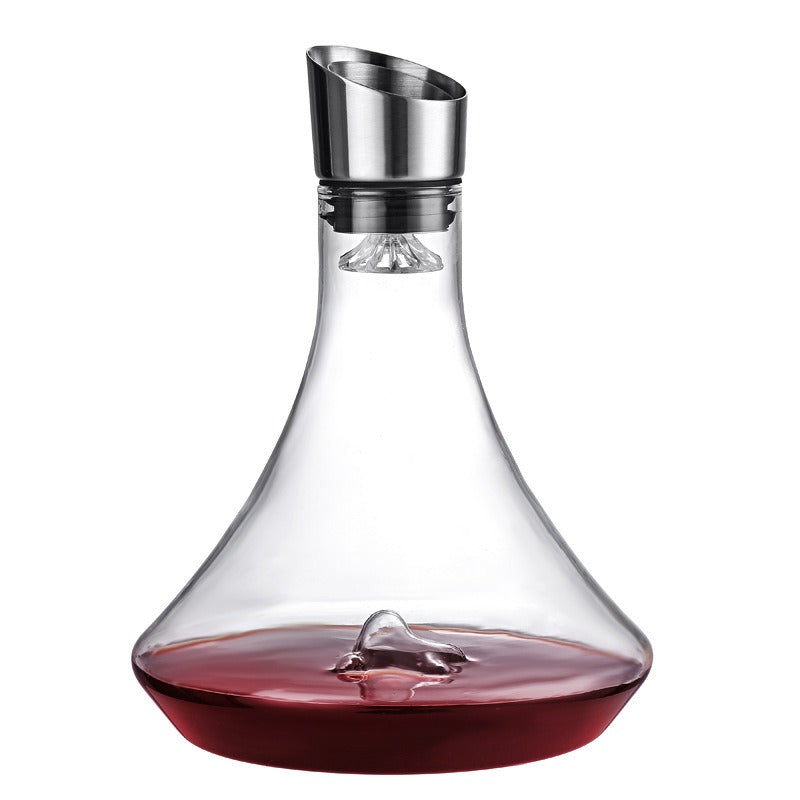 1000ml Wine Decanter with Built-In Aerator & Stainless Steel Pourer – Waterfall Cascade Aerating Carafe | High Borosilicate Glass