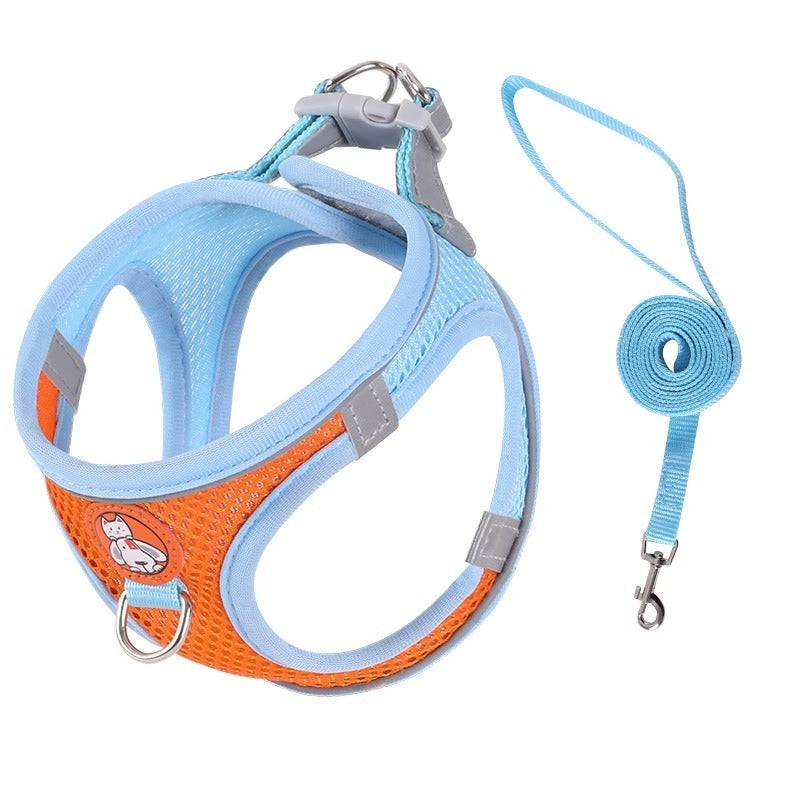 Soft Mesh Pet Harness & Leash Set – Reflective, Breathable, Anti-Escape | Small Dogs & Cats | S–L | 5 Colors