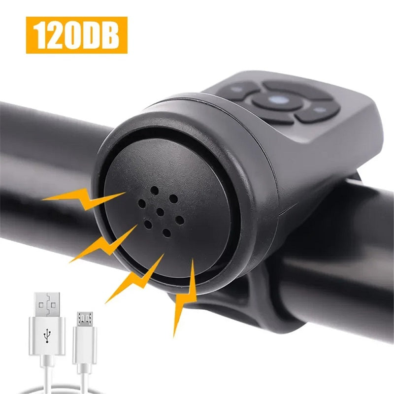 USB-Rechargeable Bicycle Electronic Horn, 4 Tones, 120 dB Listed