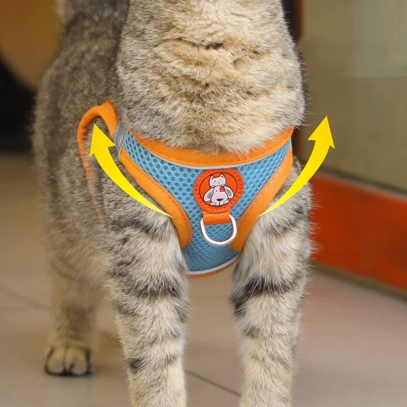 Soft Mesh Pet Harness & Leash Set – Reflective, Breathable, Anti-Escape | Small Dogs & Cats | S–L | 5 Colors