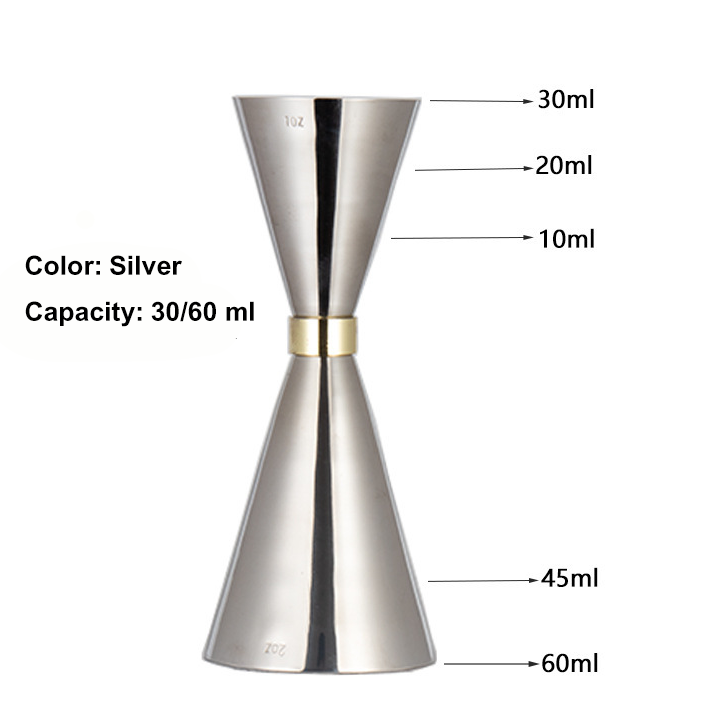 Stainless Steel Dual-Head Cocktail Jigger – Gold Ring Hourglass Measuring Cup