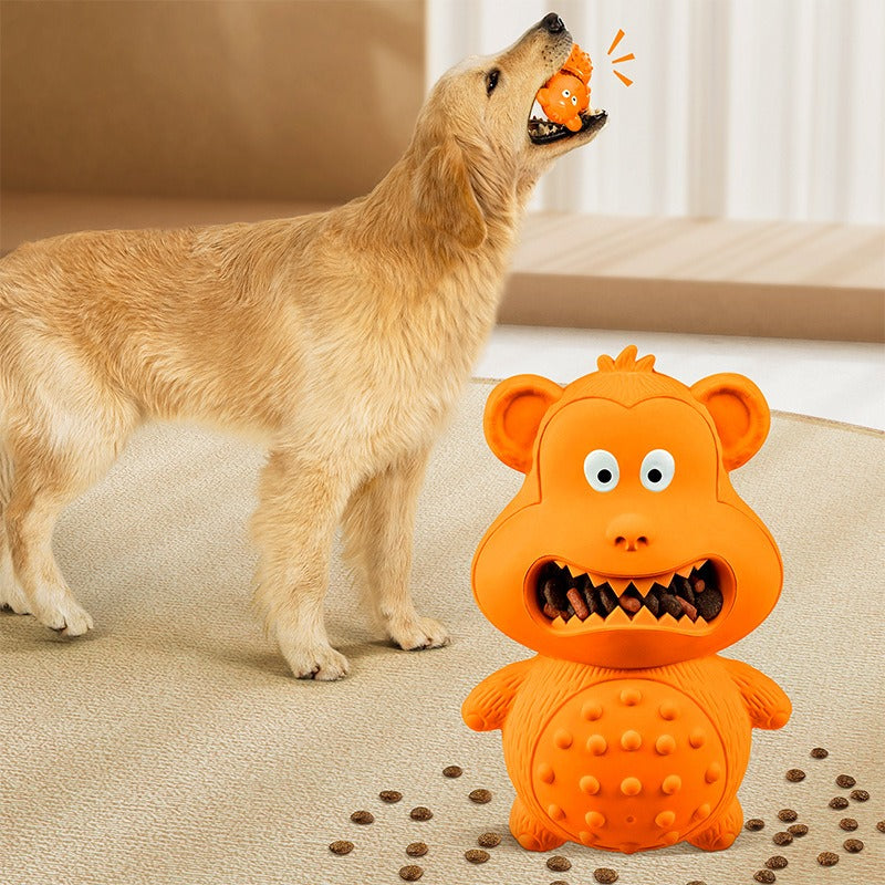 Orange Monkey Rubber Chew & Treat-Dispensing Dog Toy – Nubby Dental Texture, Hollow Treat Fill, Bite-Resistant | Dogs