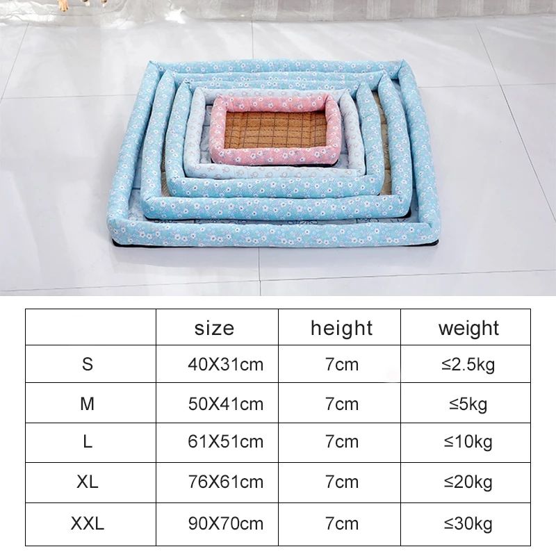 Summer Cooling Pet Bed Mat – Breathable Mesh Center, Padded Bolster Edges | Dogs & Cats | S–XXL | 7 Colors